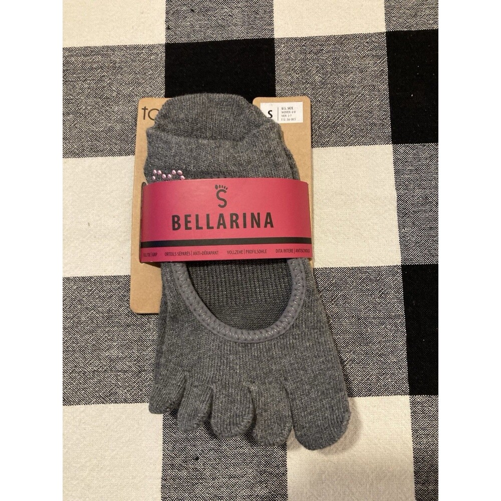 Bellarina Grip Toe Socks Gray And Pink‎ Sz Small Organic Cotton Pilates Yoga